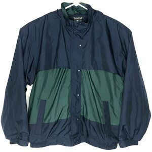 Somerset Golf Collection Mens Windbreaker Jacket Size Large Hideaway Hood Blue